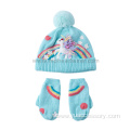 100% Acrylic Knitted Pom Beanie and Gloves Set